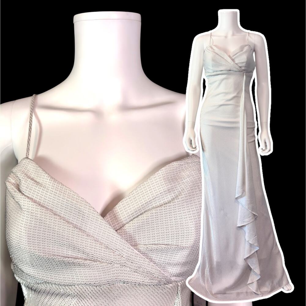 Vtg 90s Charlotte Russe Sparkly White Gown Size 9 Glam Fairycore Disco Dress
